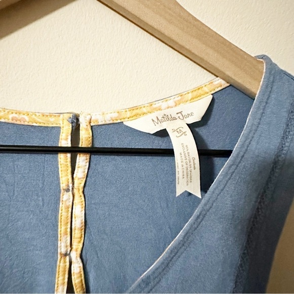 Matilda Jane Womens Blue Ruffle Tank Top Back Buttons Sz. Medium - Picture 4 of 8